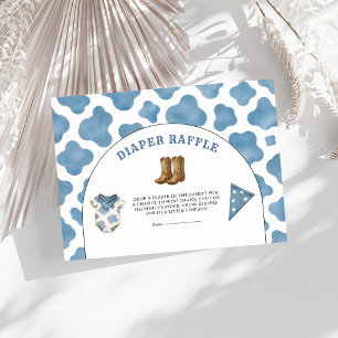 Little Cowboy Blue Cow Print Diaper Raffle Enclosure Card