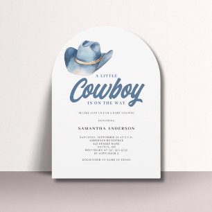 Little Cowboy Blue Western Baby Shower Invitation