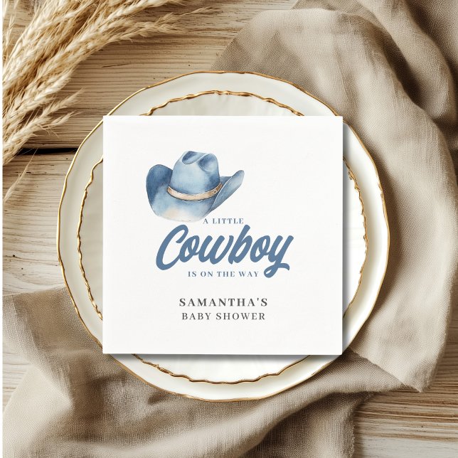 Little Cowboy Blue Western Boy Baby Shower  Napkin (Creator Uploaded)