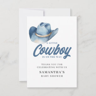 Little Cowboy Blue Western Boy Baby Shower Thank You Card