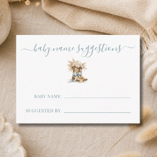 Little Cowboy Boy Baby Shower Name Suggestion Card