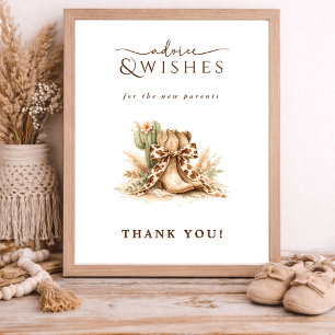 Little Cowboy Chic Baby Shower Advice Wishes Sign