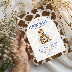 Little Cowboy Clothesline Baby Shower Acrylic Invitations