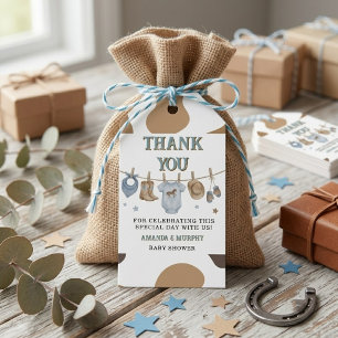 Little Cowboy Clothesline Baby Shower Gift Tags