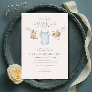 Little Cowboy Clothesline Baby Shower Invitation