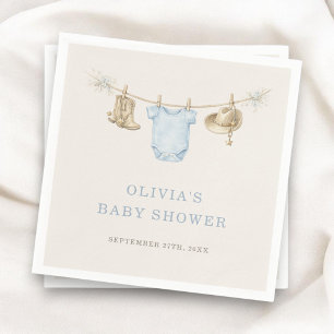 Little Cowboy Clothesline Baby Shower Party Napkin