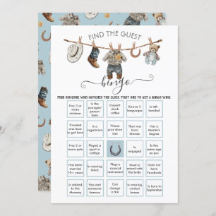 Little Cowboy Clothesline Find the Guest BINGO Invitation