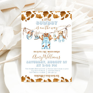 Little Cowboy Clothesline WildWest Boy Baby Shower Invitation