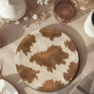 Little Cowboy Cow Western Clothesline Baby Shower Paper Plate