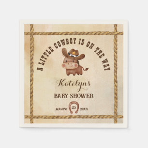Little cowboy cute baby horse in a hat baby shower napkin