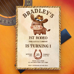 Little cowboy cute baby horse in a hat birthday invitation