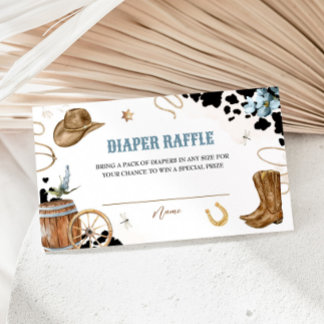 Little Cowboy Diaper Raffle Ticket Enclosure Card