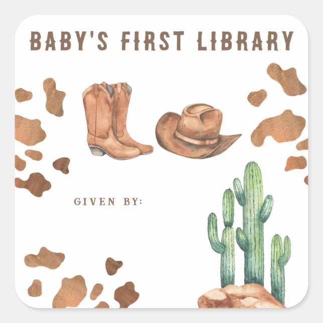 Little Cowboy - First library  Square Sticker (Front)