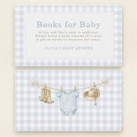 Little Cowboy Gingham Books for Baby Shower