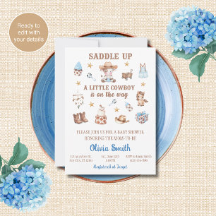 Little Cowboy is on the Way Baby Shower Invitation