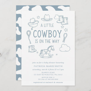 Little Cowboy Is On The Way Boy Baby Shower Invitation