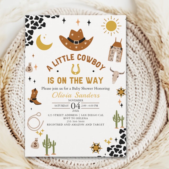 Little Cowboy is On the Way Western Baby Shower Invitation (Creator Uploaded)