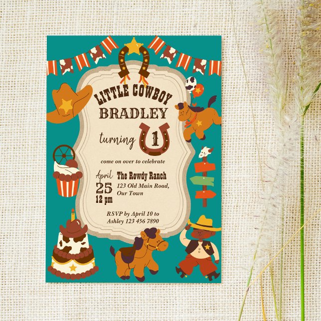 Little cowboy kids birthday party invitation (Creator Uploaded)