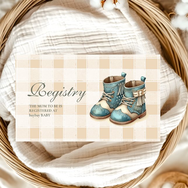 Little Cowboy Modern Western Rodeo Baby  Registry Enclosure Card (Creator Uploaded)