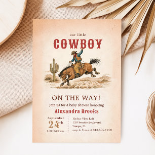 Little Cowboy On The Way Baby Shower Invitation