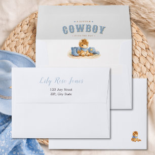 Little Cowboy On The Way Blue Baby Shower Envelope