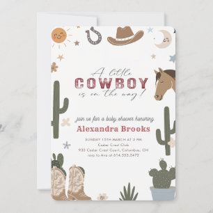 Little Cowboy On The Way Western Baby Shower Invitation