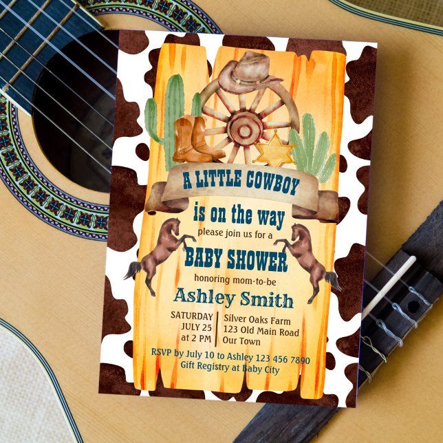 Little cowboy rodeo horses western baby shower invitation (Creator Uploaded)