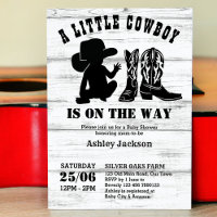 Little cowboy rustic black and white baby shower