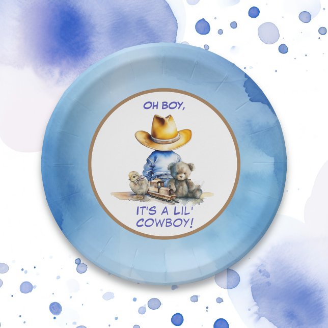 Little Cowboy Themed Baby Shower Paper Plate (Creator Uploaded)