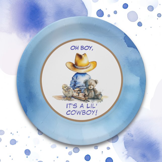 Little Cowboy Themed Baby Shower Paper Plate (Creator Uploaded)
