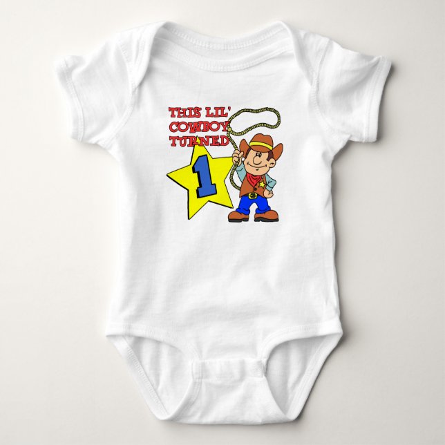 Little Cowboy Turned One Baby Bodysuit (Front)