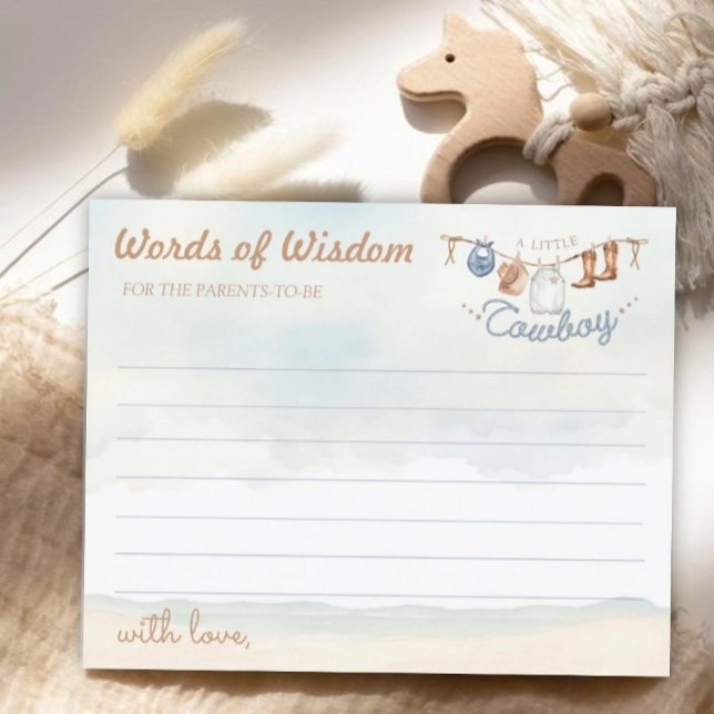 Little Cowboy Western Baby Shower Advice Card (Creator Uploaded)