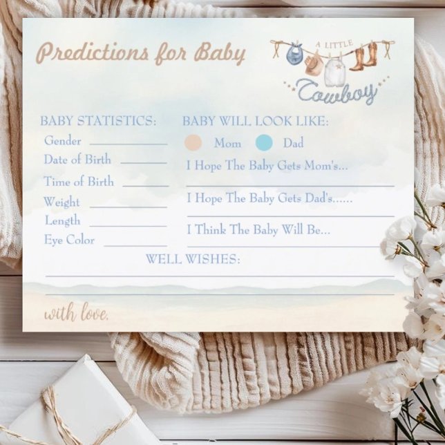 Little Cowboy Western Baby Shower Baby Predictions (Creator Uploaded)