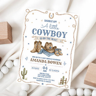 Little Cowboy Western Baby Shower Birthday Invitation