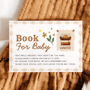 Little Cowboy Western Baby Shower Books for Baby Enclosure Card