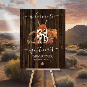 Little Cowboy Western Baby Shower Welcome Sign