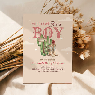 Little Cowboy Western Boy Baby Shower Invitation