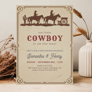 Little Cowboy Western Boy Baby Shower Invitation