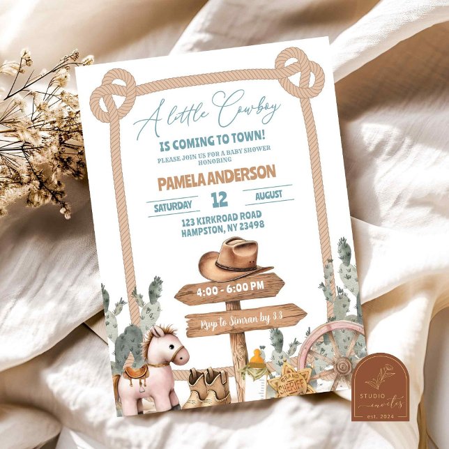 Little Cowboy Western Country Baby Shower Invitation (Creator Uploaded)