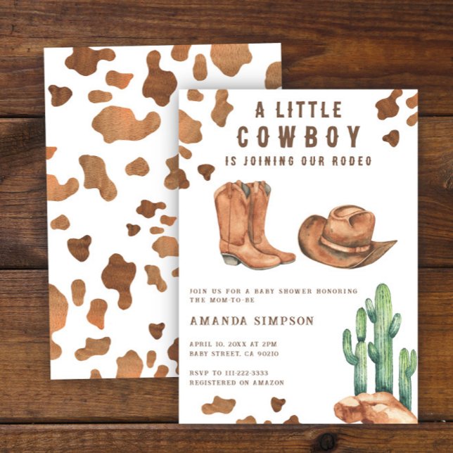 Little Cowboy Western Rodeo Baby Shower  Invitation (Creator Uploaded)