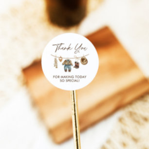 Little Cowboy, Western Wild West Rodeo Baby Shower Classic Round Sticker