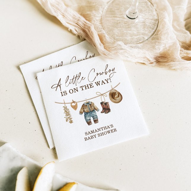 Little Cowboy, Western Wild West Rodeo Baby Shower Napkin (Creator Uploaded)