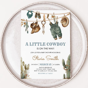 Little Cowboy Wild West Baby Shower Invitation