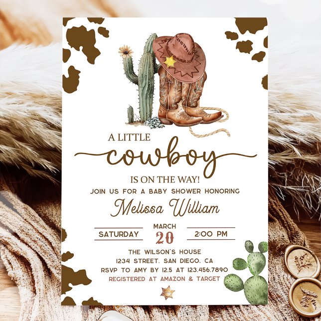 Little Cowboy Wild West Boy Baby Shower Invitation (Creator Uploaded)