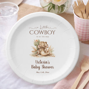 Little Cowboy Wild West Country Baby Boy Shower Paper Plate