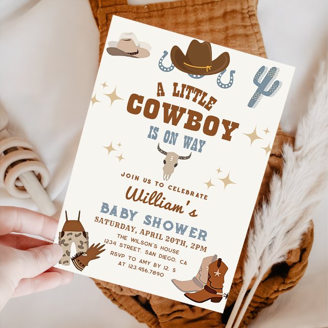 Little Cowboy Wild West Rodeo Boy Baby Shower Invitation (Creator Uploaded)