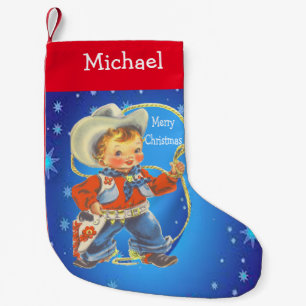 Little Cowboy With Rope Merry Christmas Small Christmas Stocking