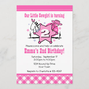 Little Cowgirl 2nd Birthday Party Invitation