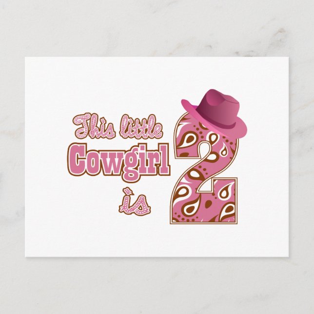 Little Cowgirl 2nd Birthday Postcard (Front)