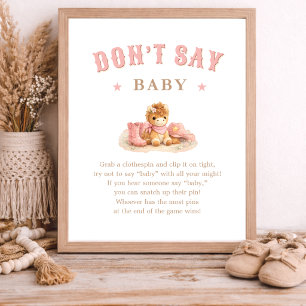 Little Cowgirl Baby Shower Game Don't Say Baby Poster